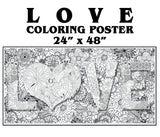 Coloring poster – LOVE, 24×48" – giant group coloring poster