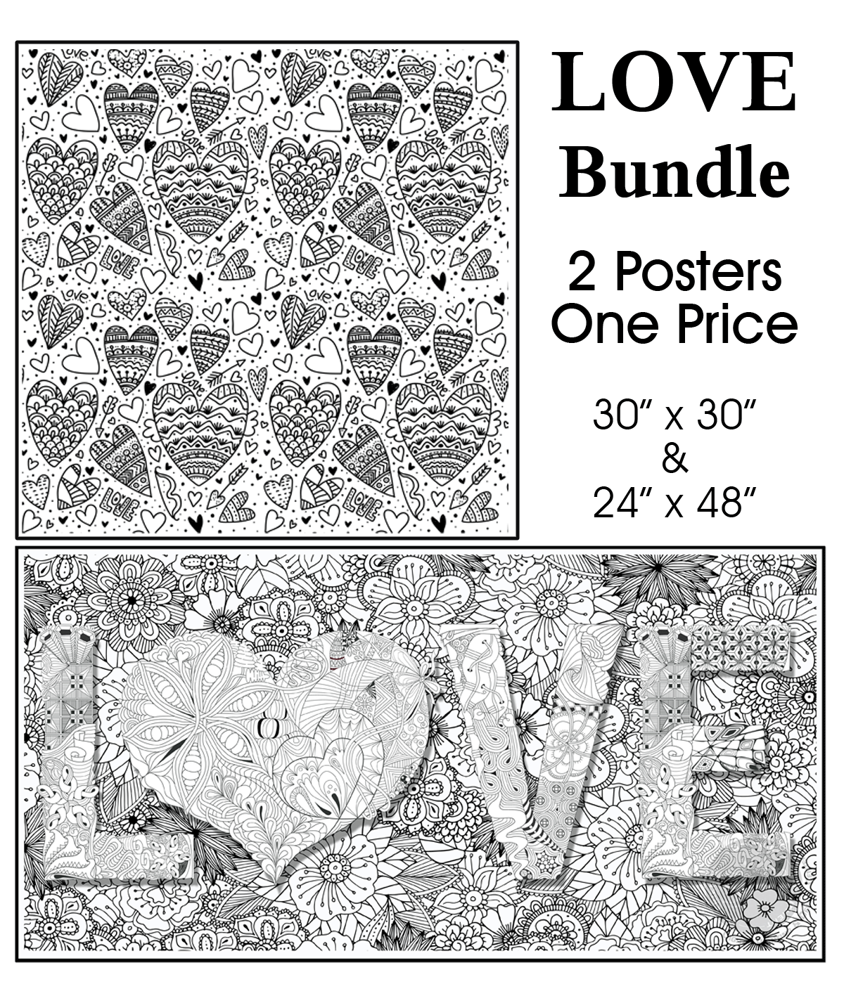 Coloring poster bundle – LOVE Square + LOVE – SJPrinter Cherry Hill NJ