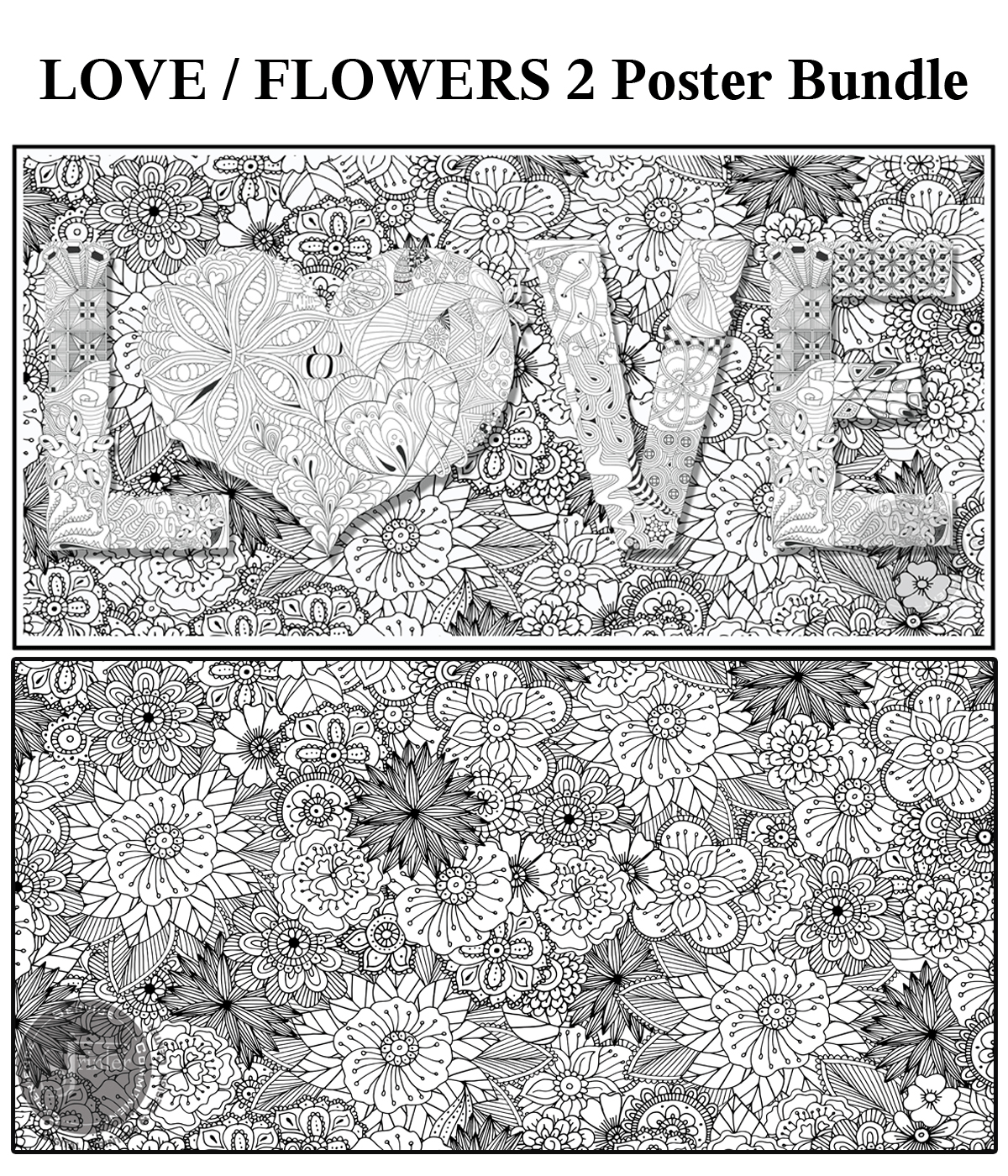 Coloring poster bundle – LOVE + Flowers – SJPrinter Cherry Hill NJ
