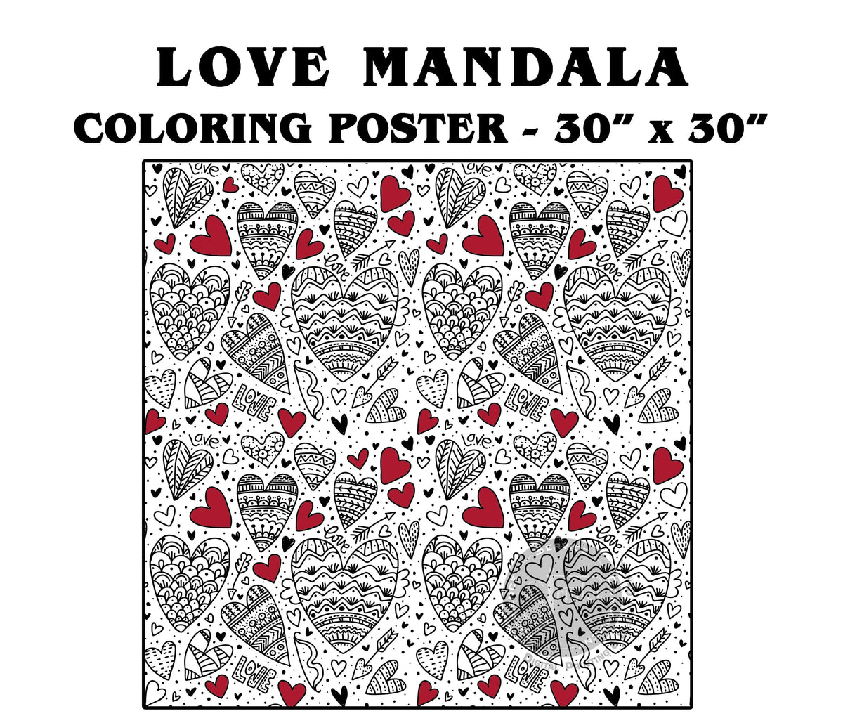 Coloring poster – LOVE Square, 30×30" – giant group coloring poster