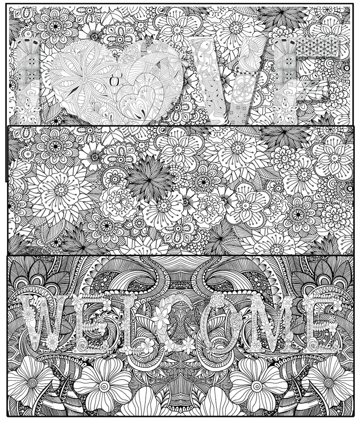 Coloring poster bundle – LOVE + Flowers + WELCOME – SJPrinter Cherry Hill NJ