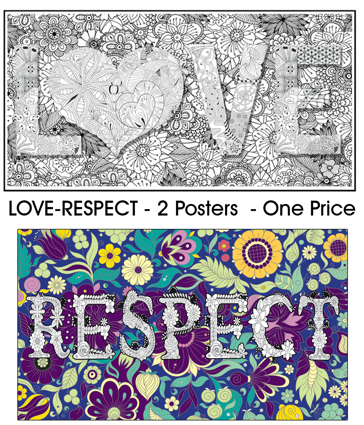 Coloring poster bundle – LOVE + RESPECT – SJPrinter Cherry Hill NJ