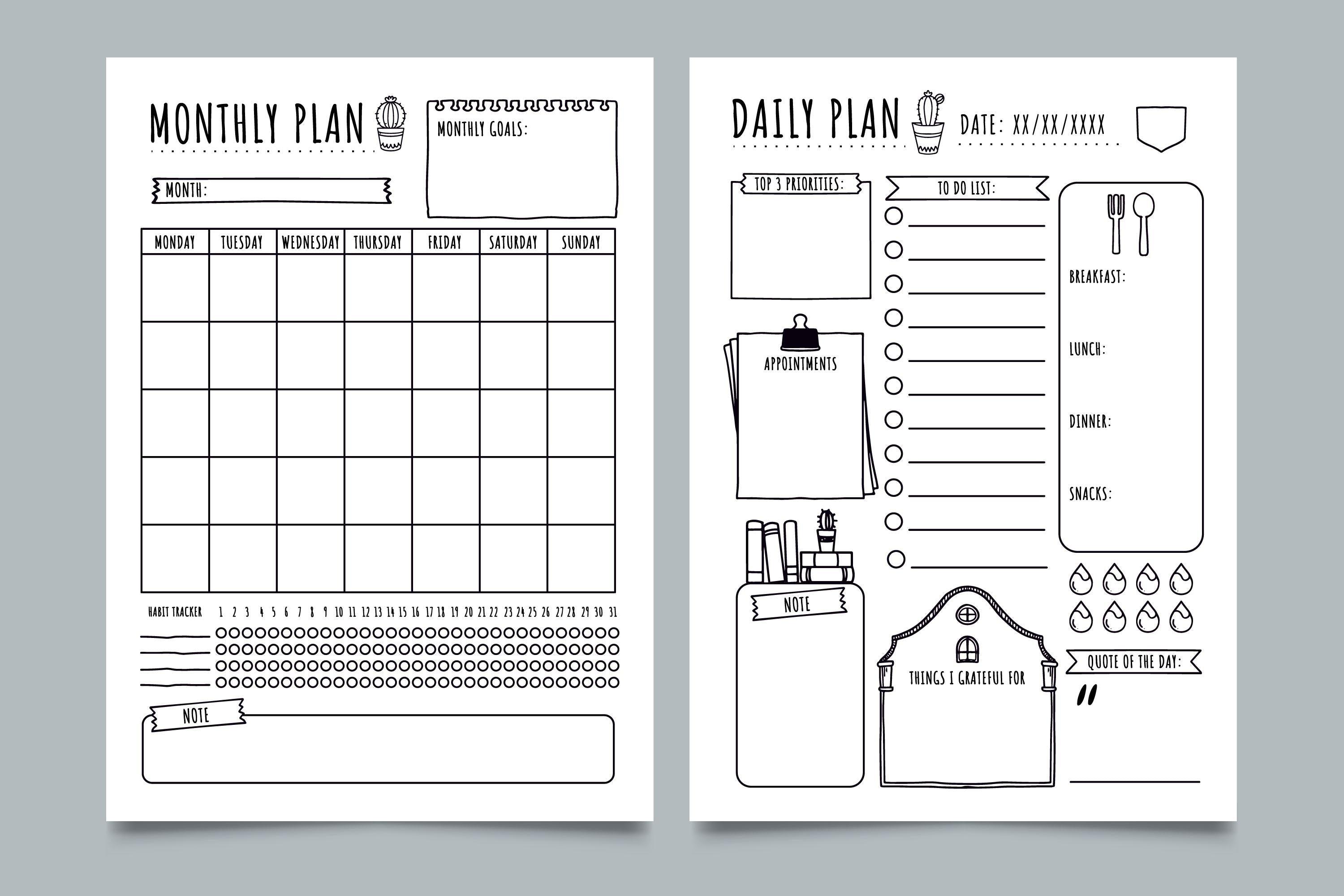 Printable Monthly and Daily Planner - SJPrinter