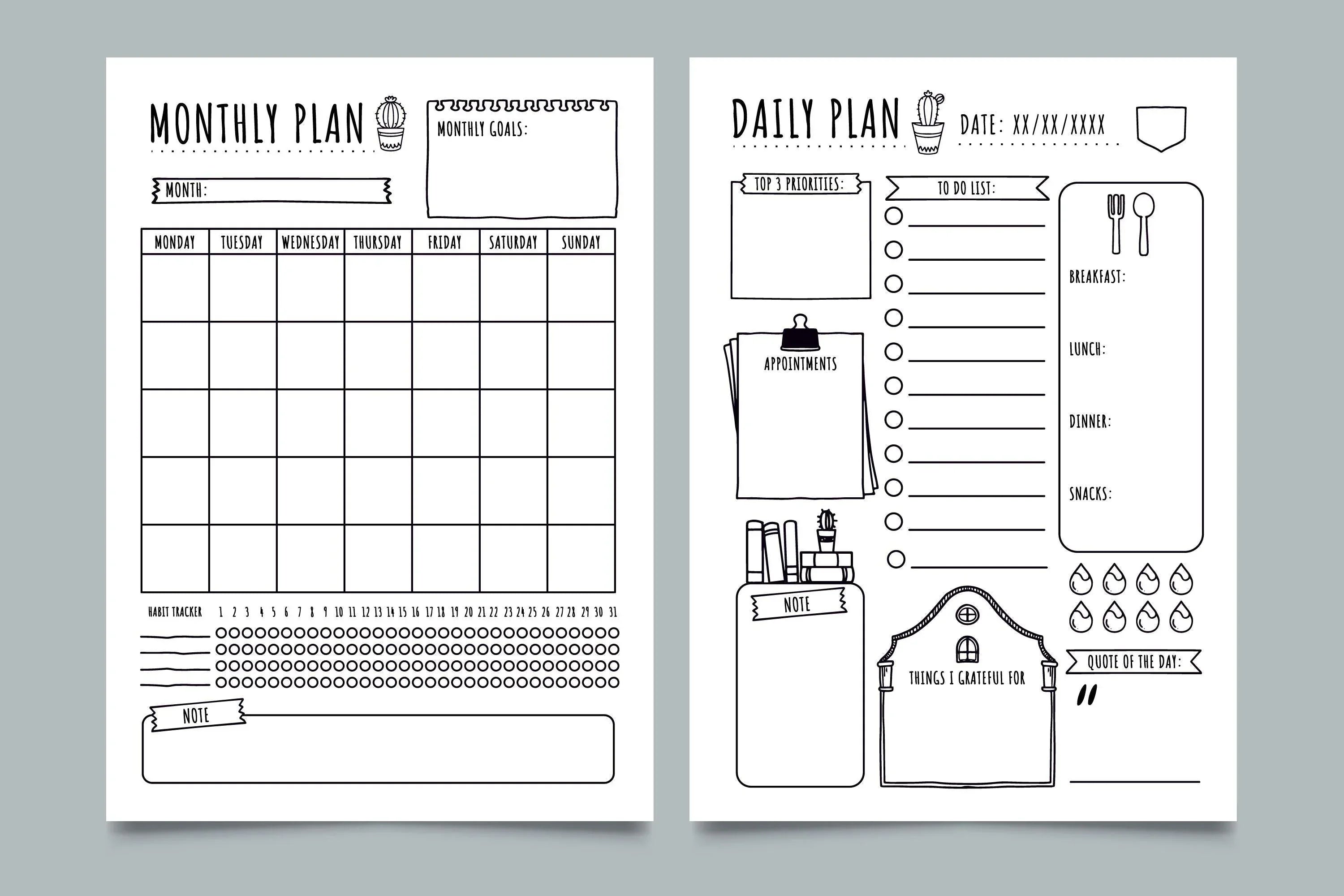 Printable Monthly and Daily Planner - SJPrinter