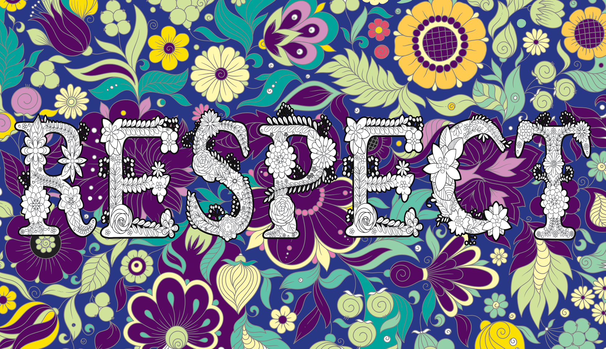 Coloring poster – RESPECT, 30×52" – giant group coloring poster