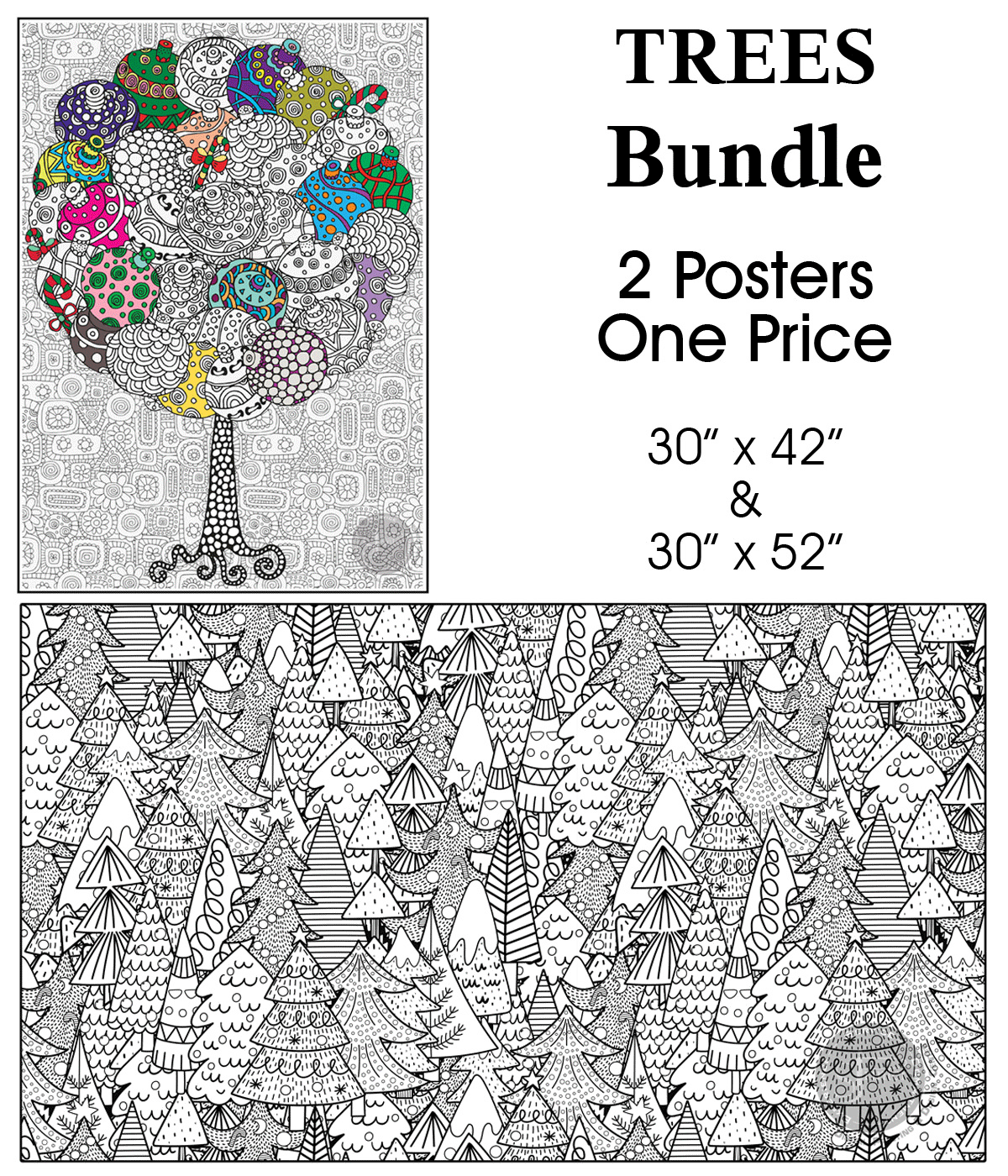 Coloring poster bundle – Christmas Tree + Holiday Trees – SJPrinter Cherry Hill NJ