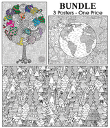 Coloring poster bundle – Christmas Tree + Planet Earth + Holiday Trees – SJPrinter Cherry Hill NJ
