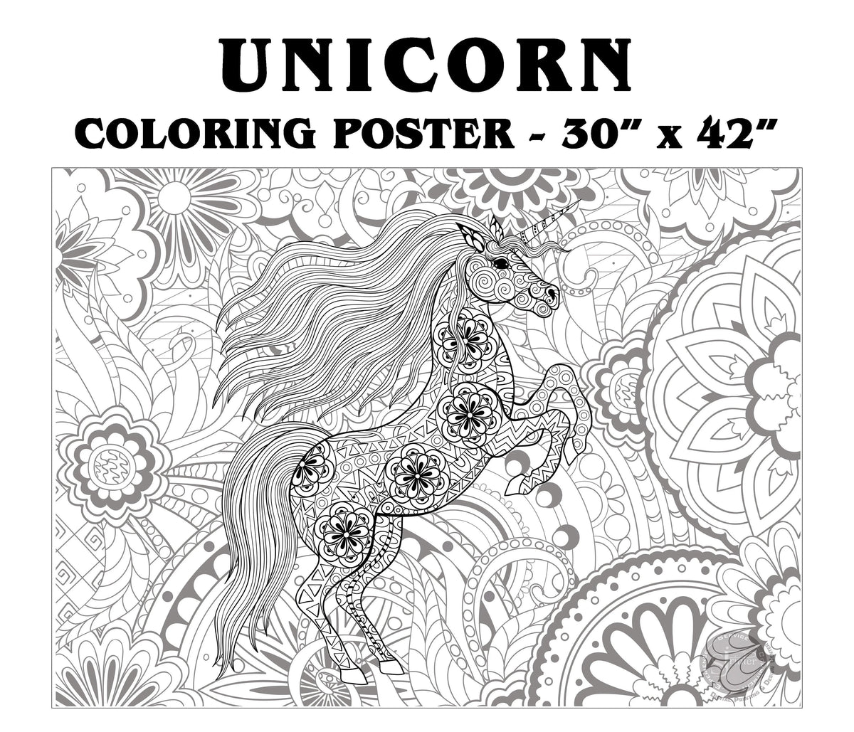 Coloring poster – UNICORN, 30×42" – giant group coloring poster