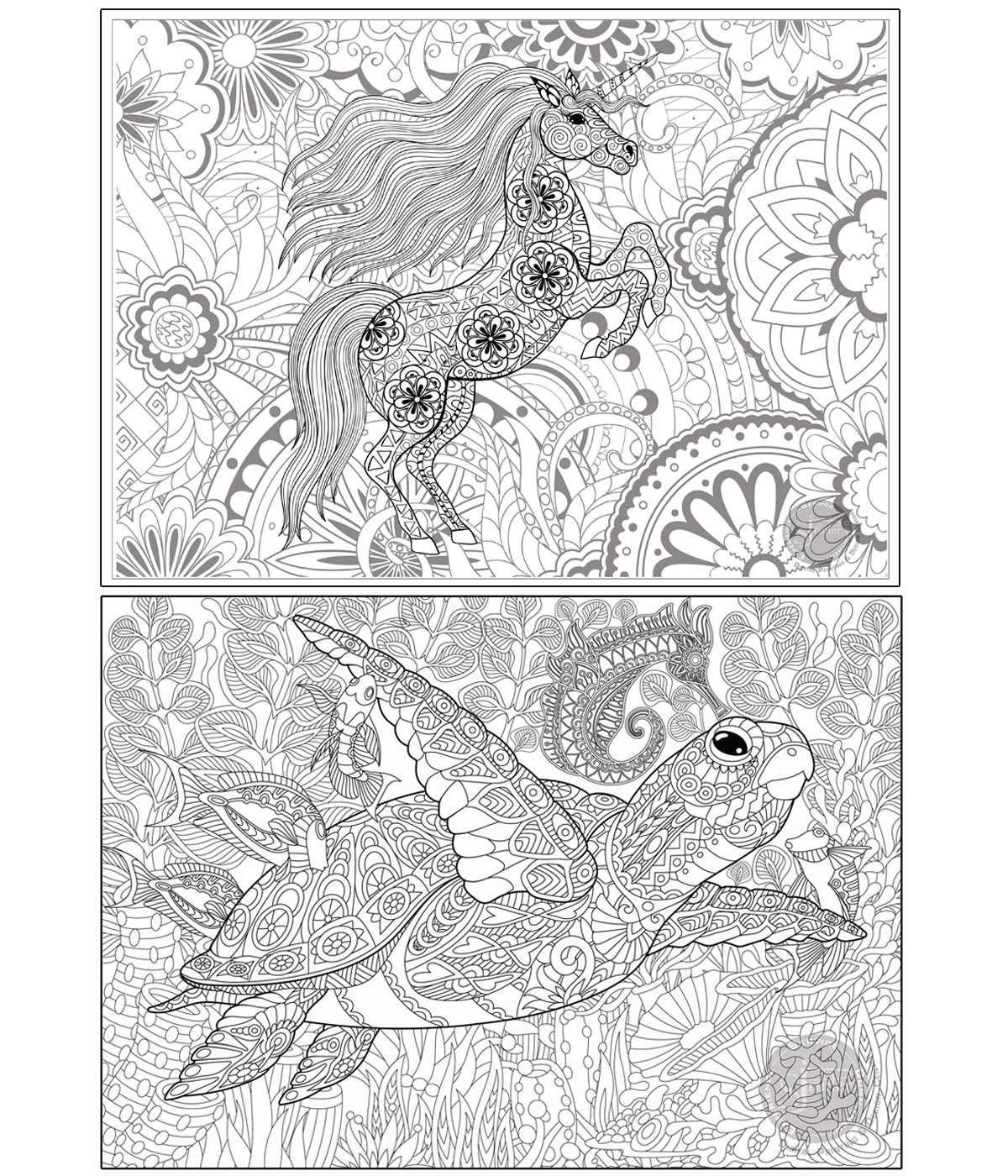 Coloring poster bundle – Unicorn + Sea Turtle – SJPrinter Cherry Hill NJ