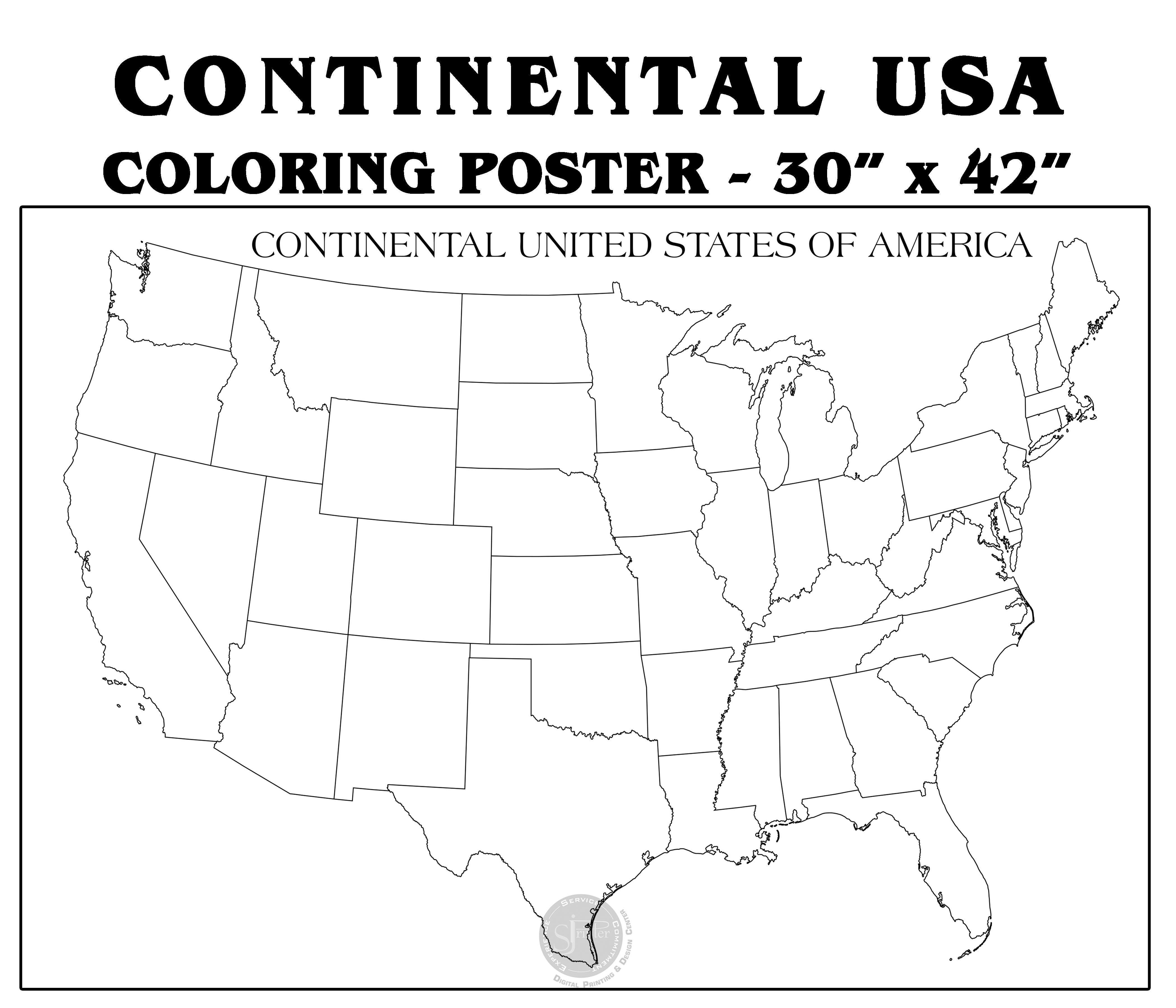 USA Map - 30" x 42" - SJPrinter