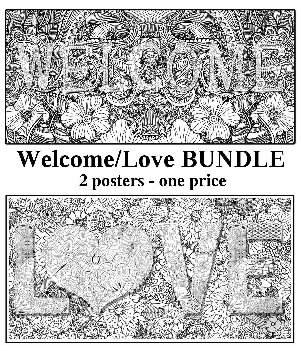 Coloring poster bundle – WELCOME + LOVE – SJPrinter Cherry Hill NJ
