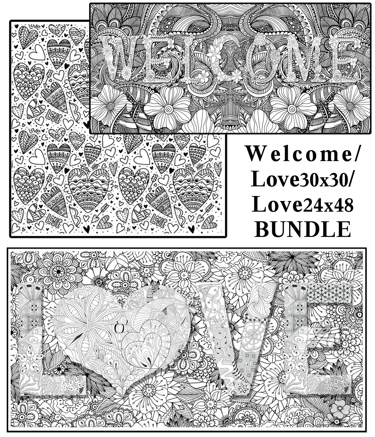 Coloring poster bundle – WELCOME + LOVE Square + LOVE – SJPrinter Cherry Hill NJ
