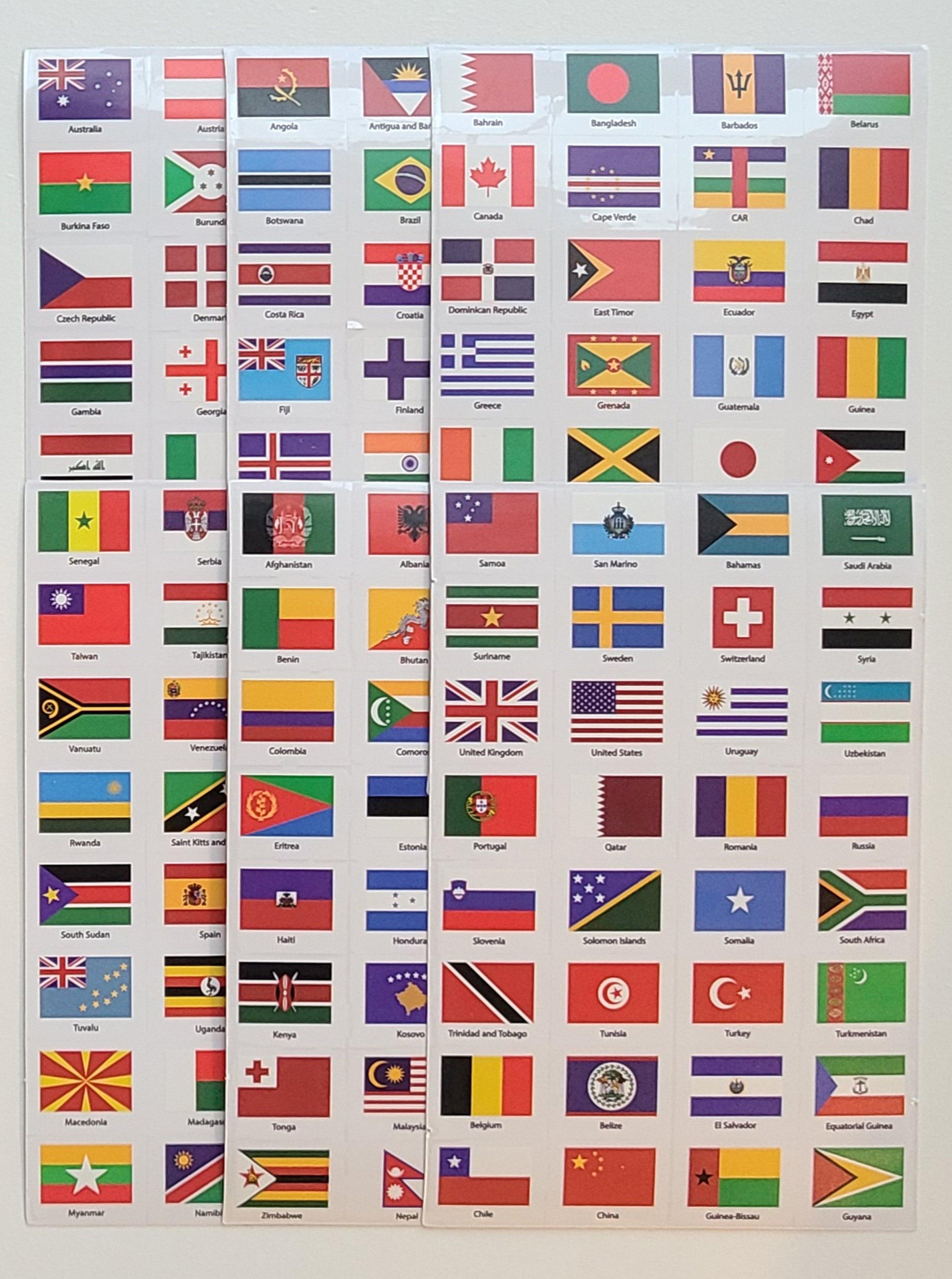 World Flags Stickers - 192 Countries with Passport - SJPrinter