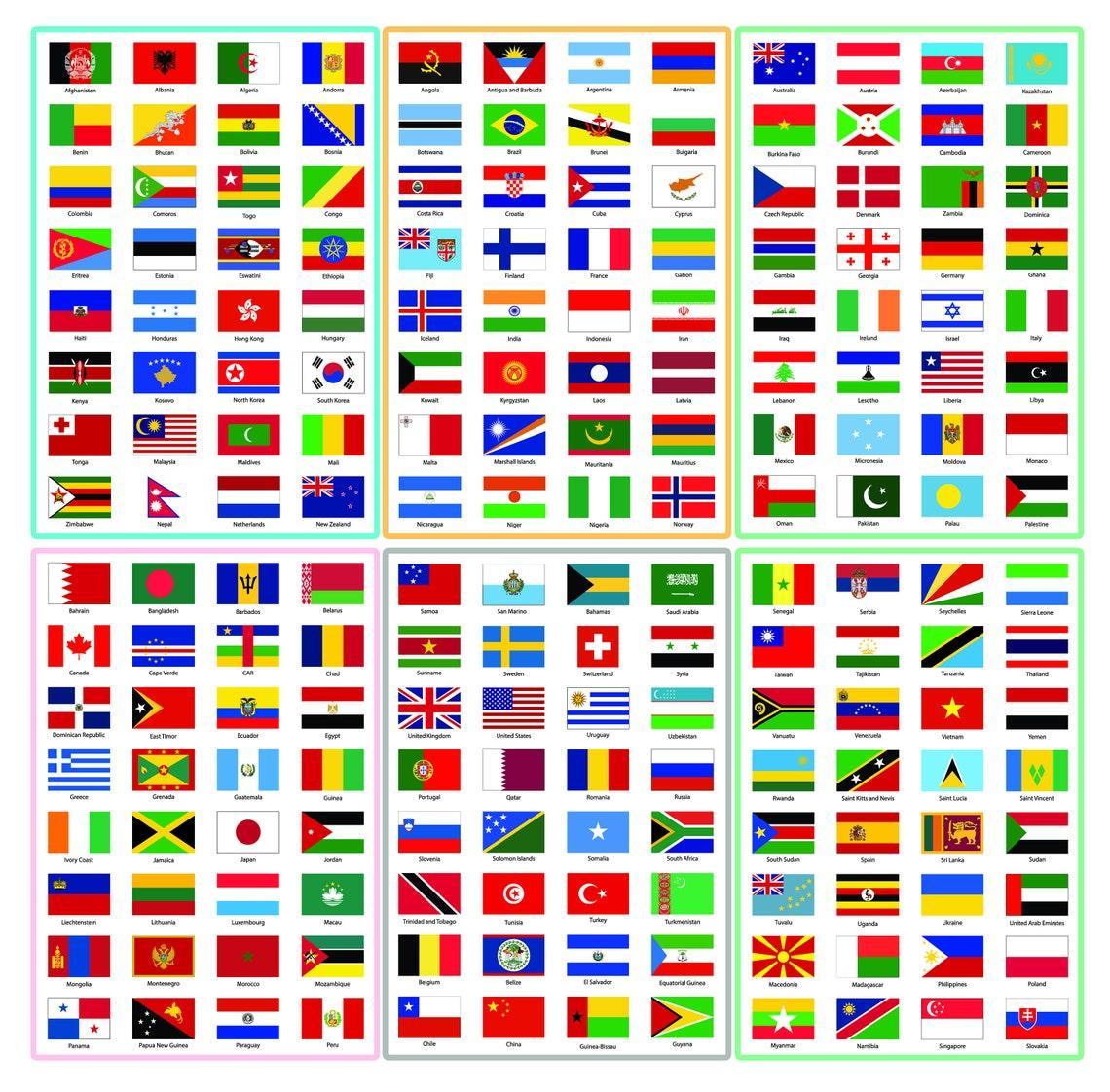 World Flags Stickers - 192 Countries - SJPrinter 