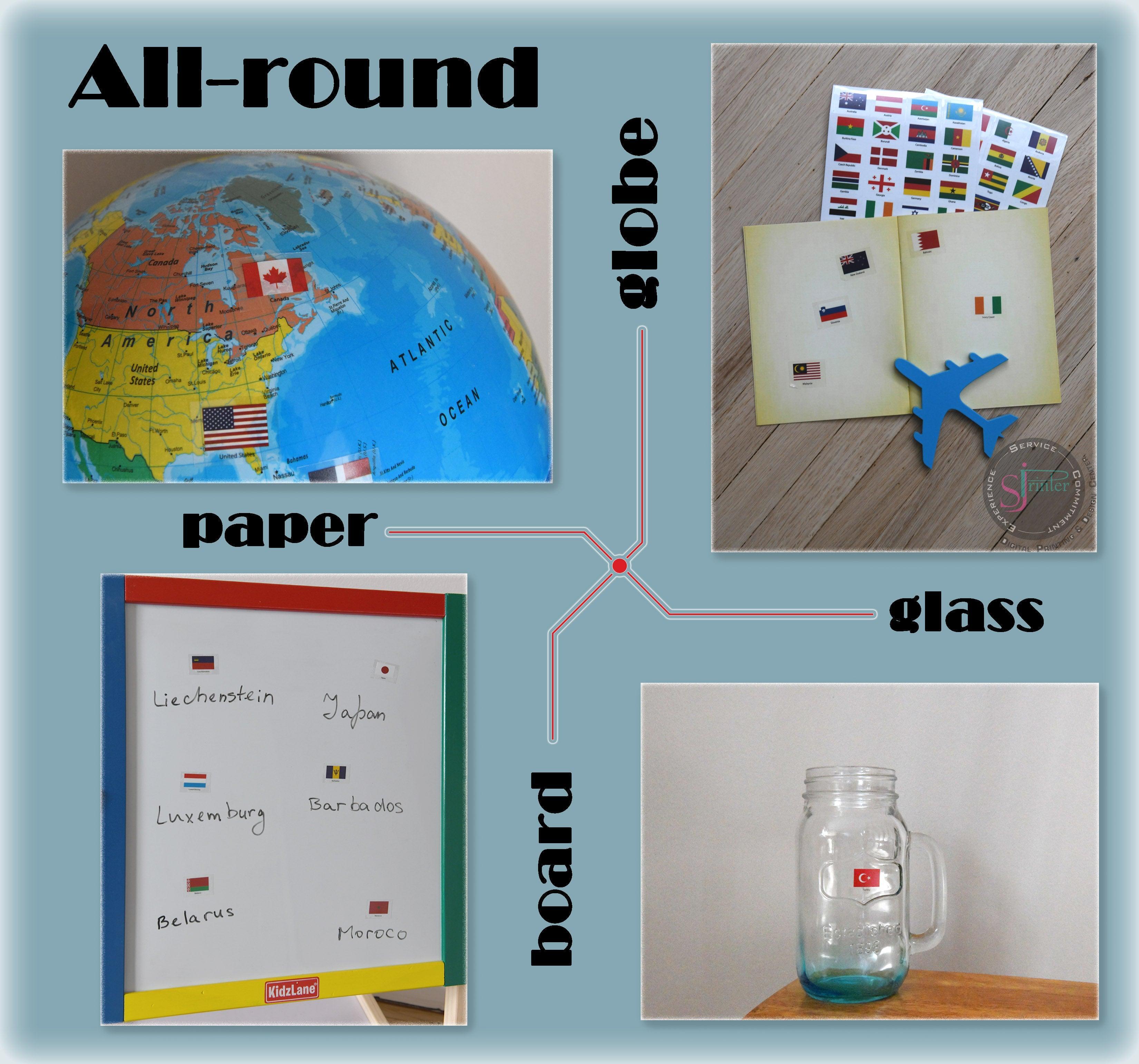 World Flags Stickers - 192 Countries with Passport - SJPrinter
