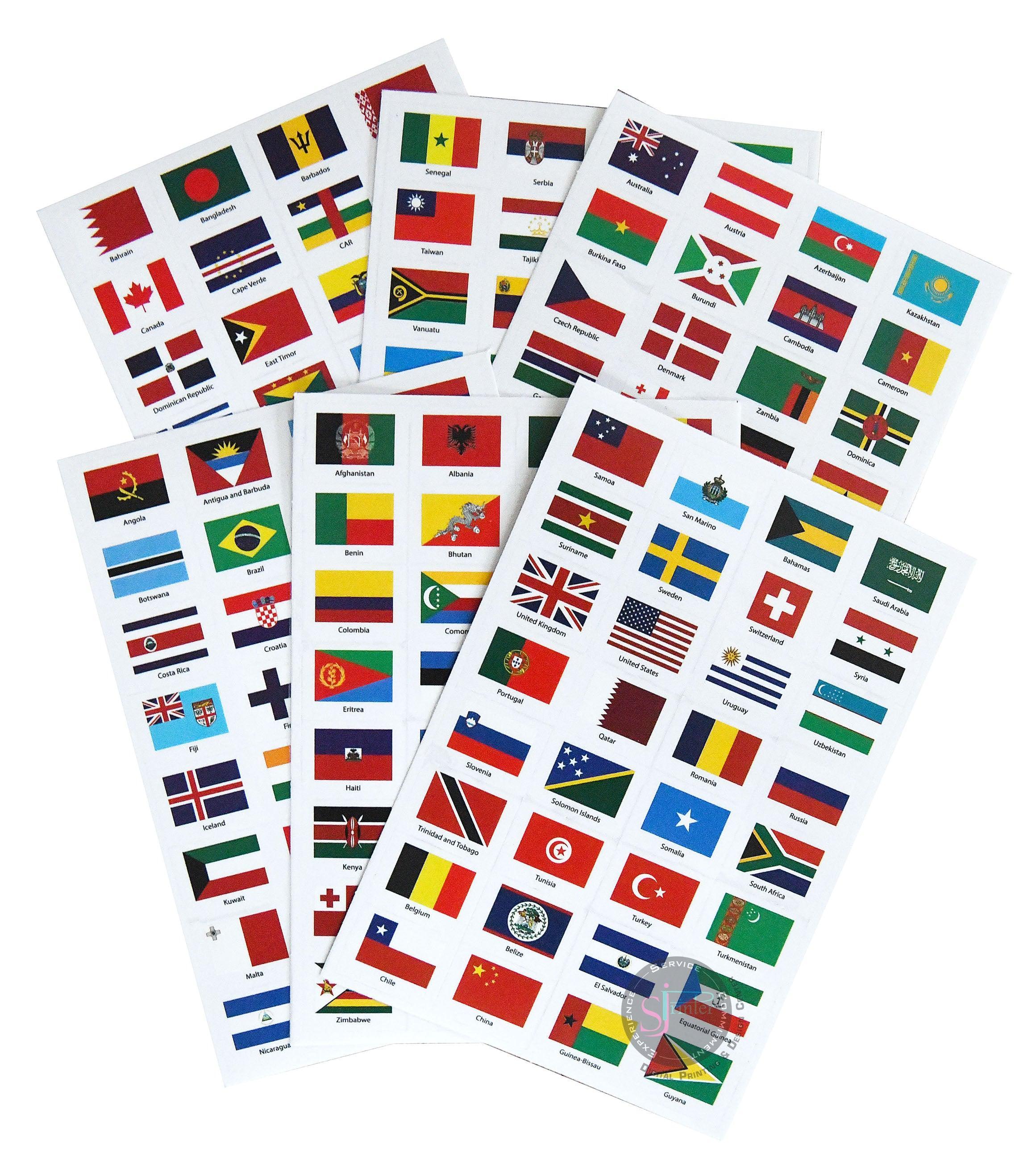 World Flags Stickers - 192 Countries with Passport - SJPrinter