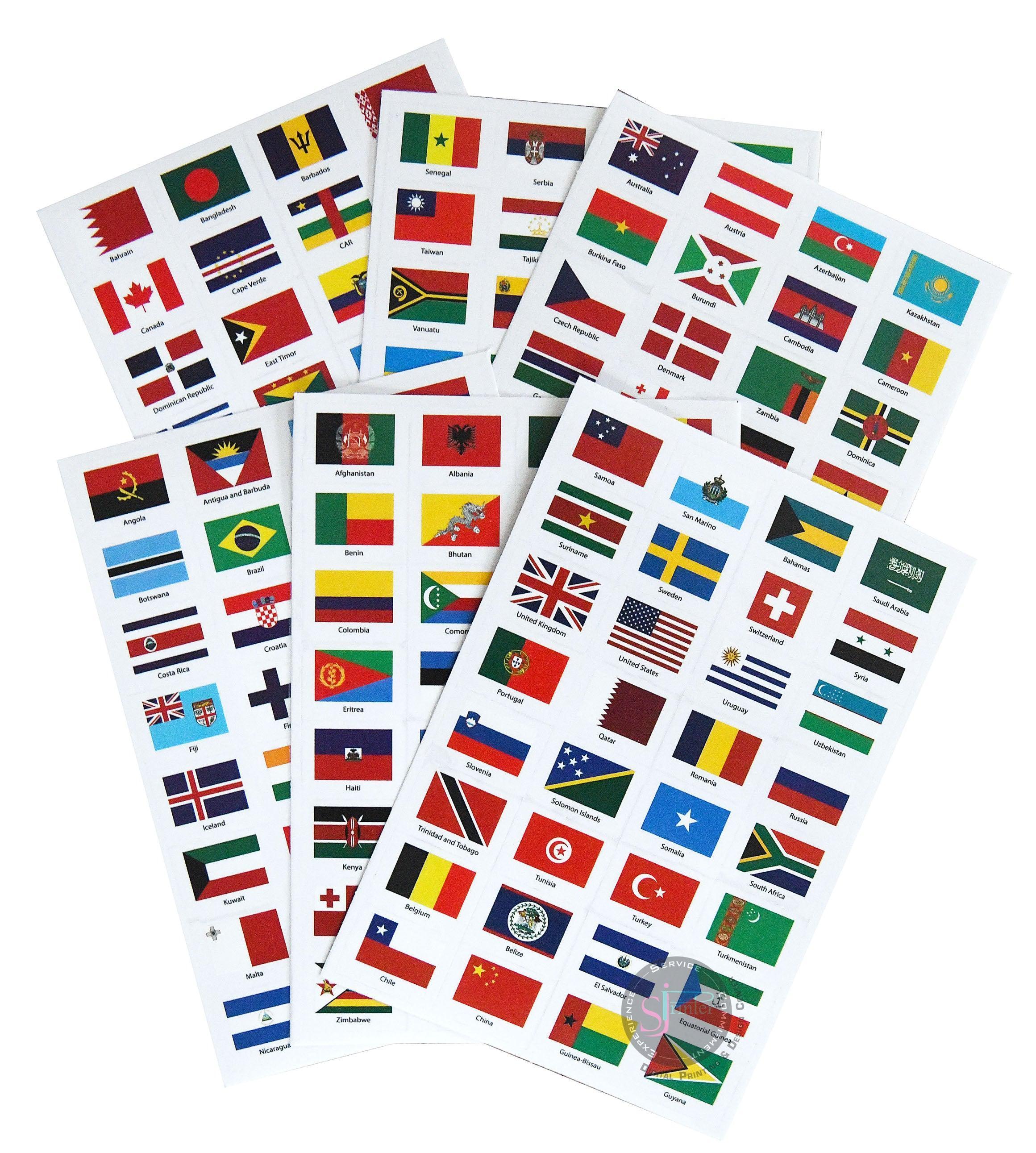 World Flags Stickers - 192 Countries with Passport - SJPrinter