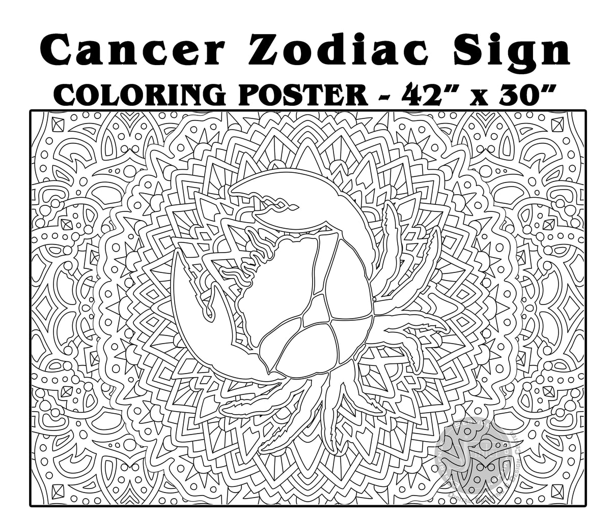 Coloring poster – ZODIAC CANCER, 30×42" – giant group coloring poster