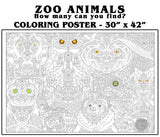 Coloring poster – ZOO ANIMALS MANDALA, 30×42" – giant group coloring poster