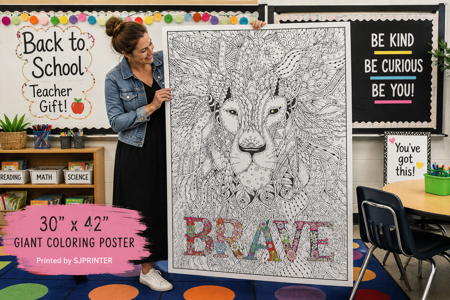Back to school teacher gift — giant coloring poster bundle printed by SJPrinter, classroom activity gift for teachers