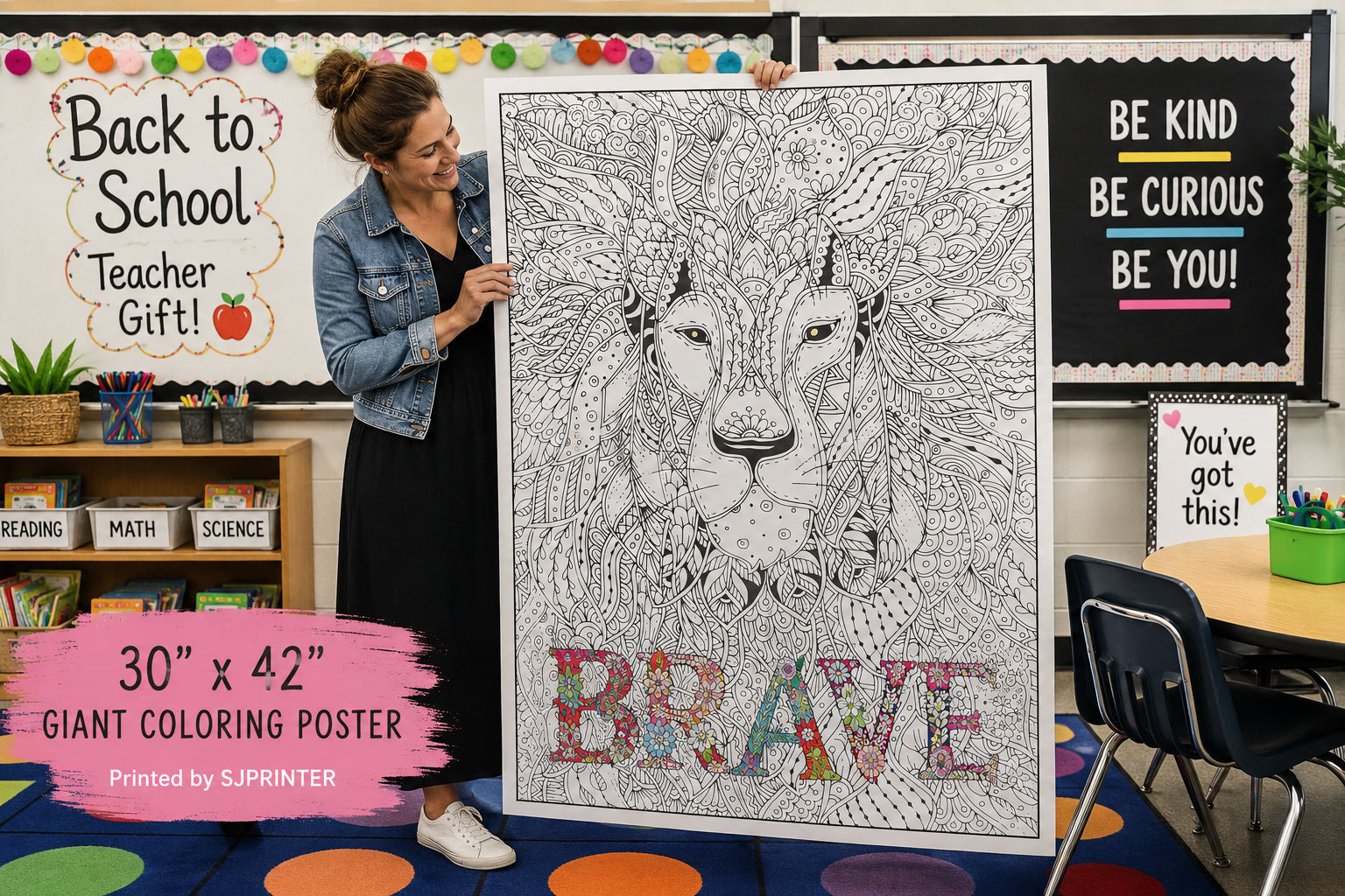 Back to school teacher gift — giant coloring poster bundle printed by SJPrinter, classroom activity gift for teachers