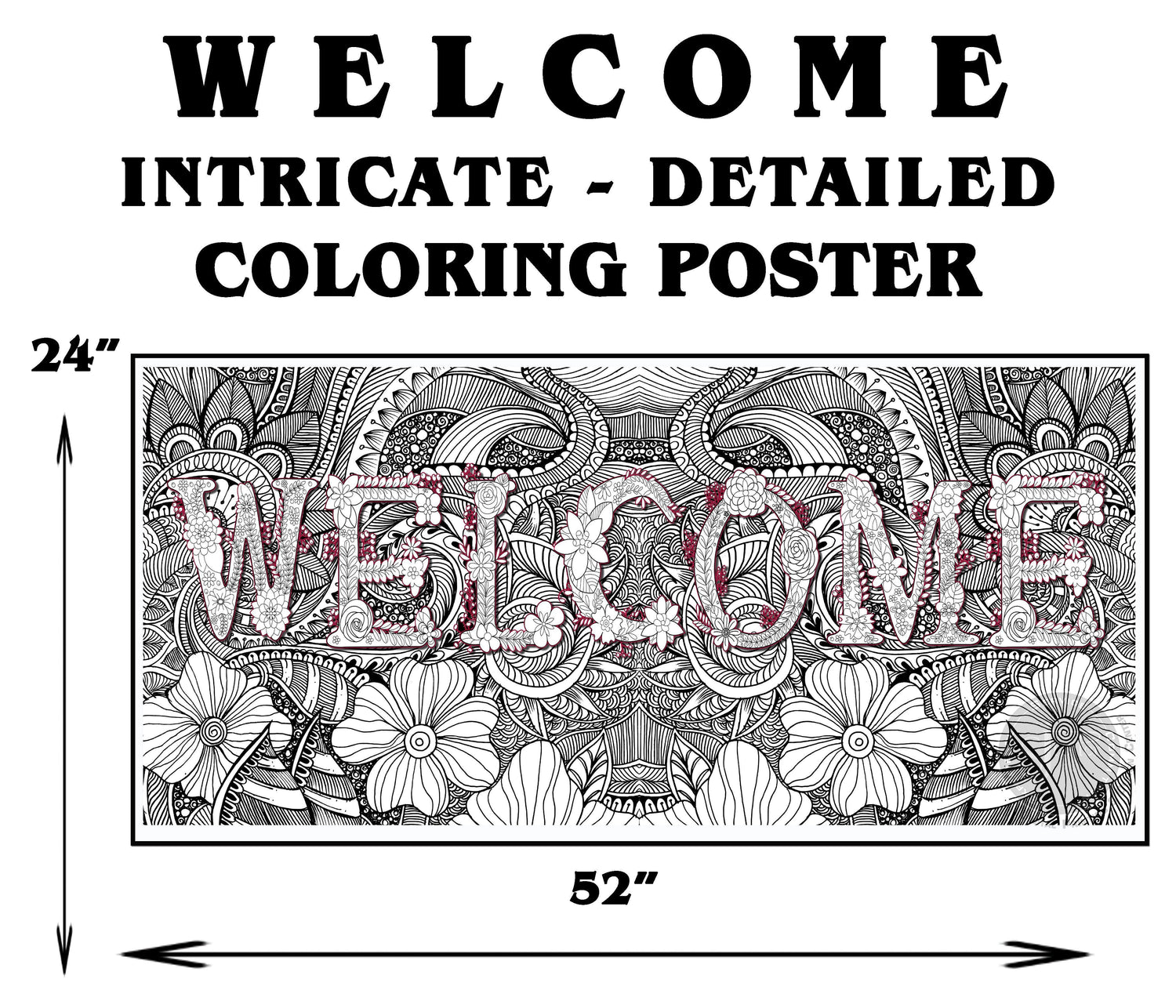 Giant classroom coloring poster — WELCOME design 24x52 inches by SJPrinter