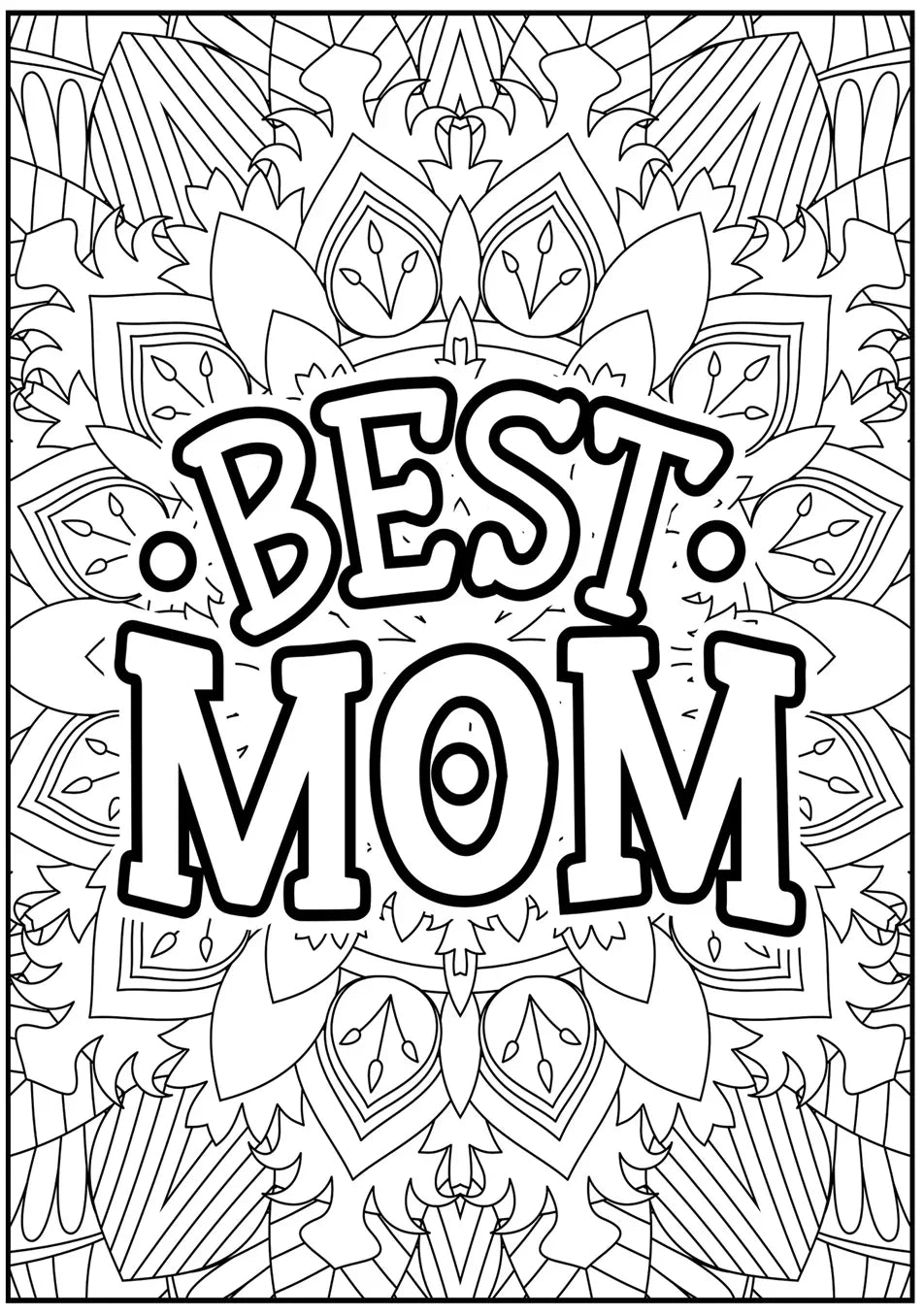 Coloring poster – BEST MOM, 30×42" – giant group coloring poster
