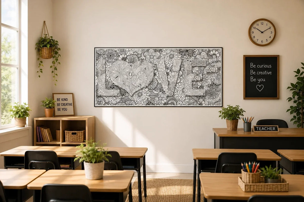 Flower Mandala + Flowers + LOVE coloring poster bundle – printed in USA