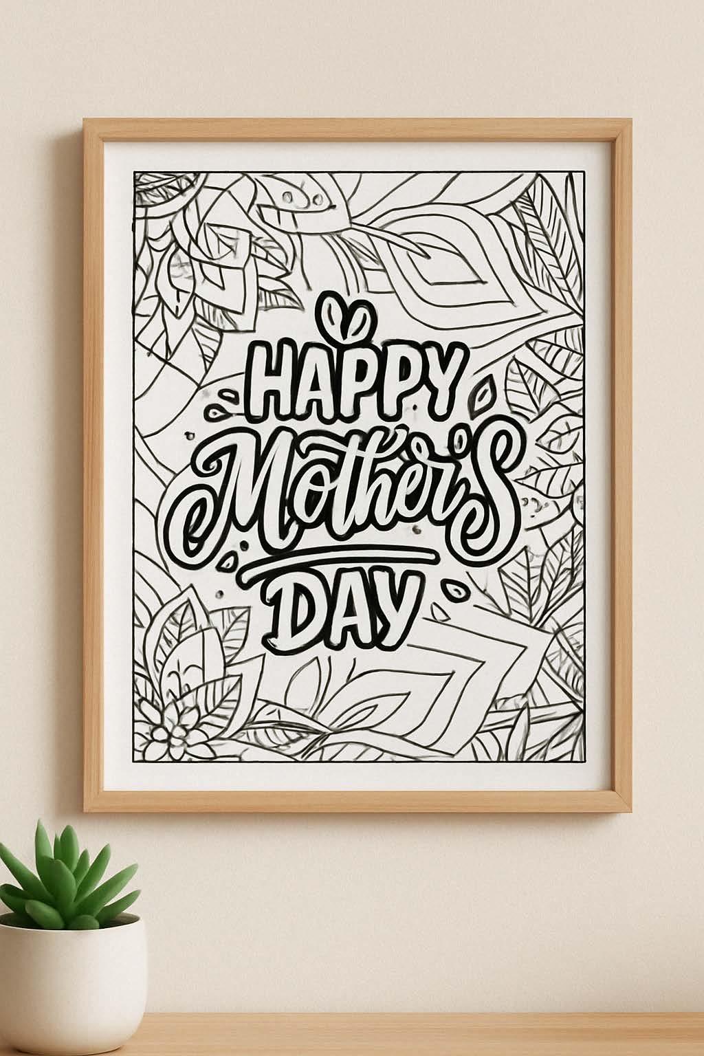 Happy Mother's Day coloring poster 30×43" – intricate line art, printed in USA