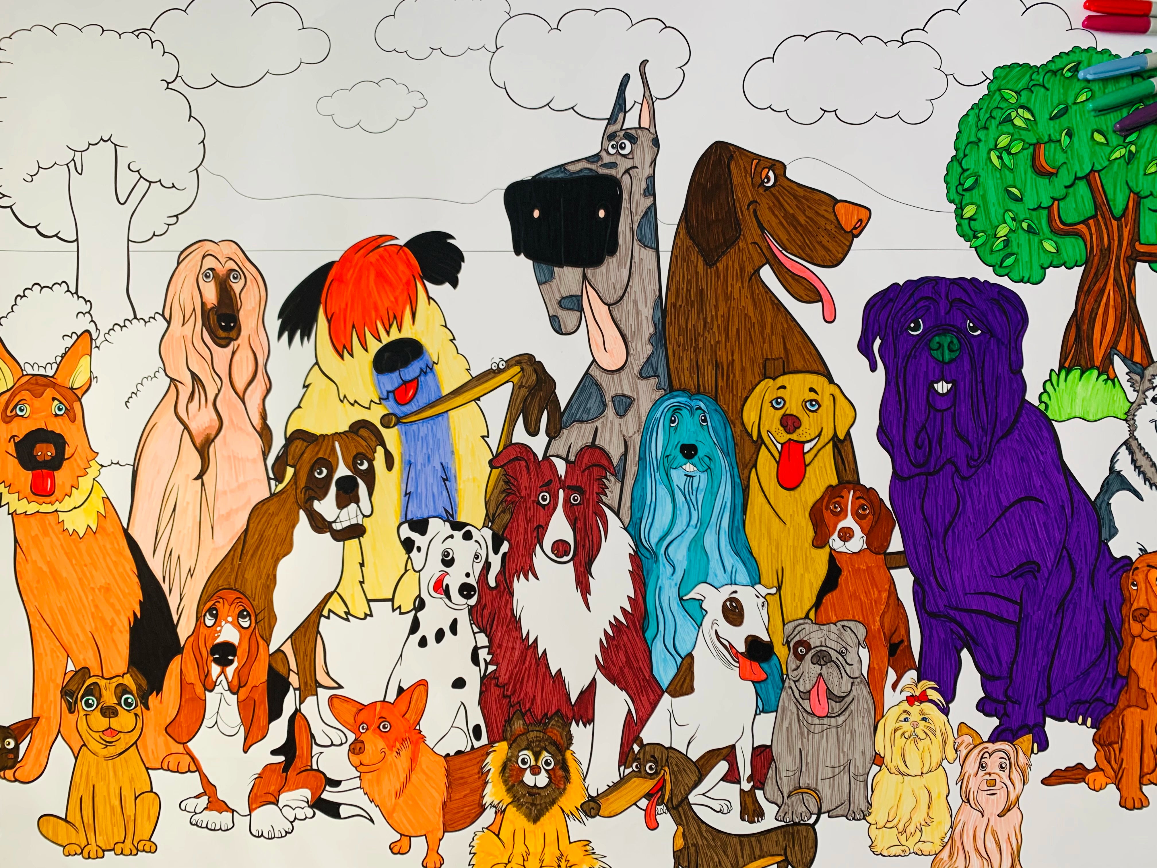 Dog Pound Giant Coloring Poster Bundle — 2 Pack