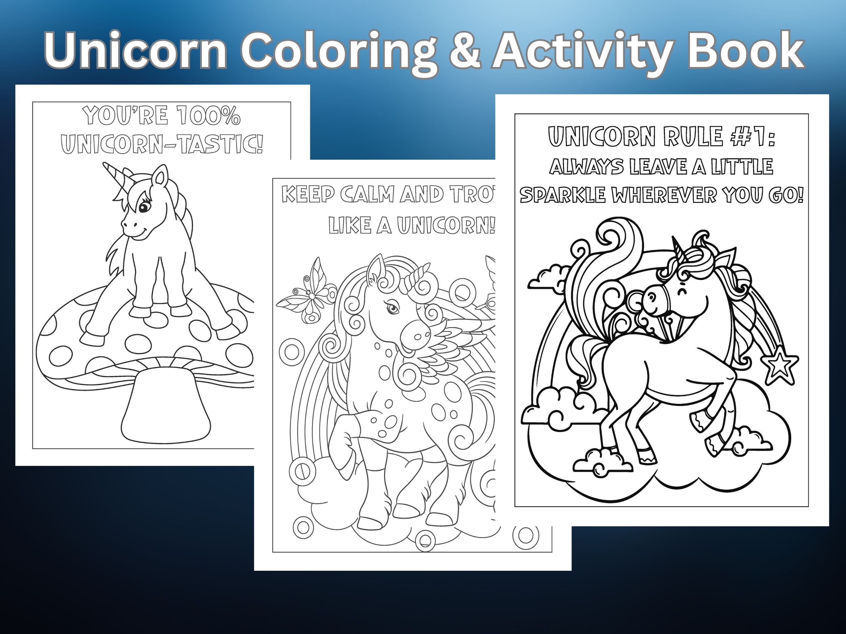 Personalized Unicorn, Coloring Activity Kids Book for Girls & Boys: Color by number, Dot to Dot, Puzzles. 50 pages. Unique Kids Gifts - SJPrinter 