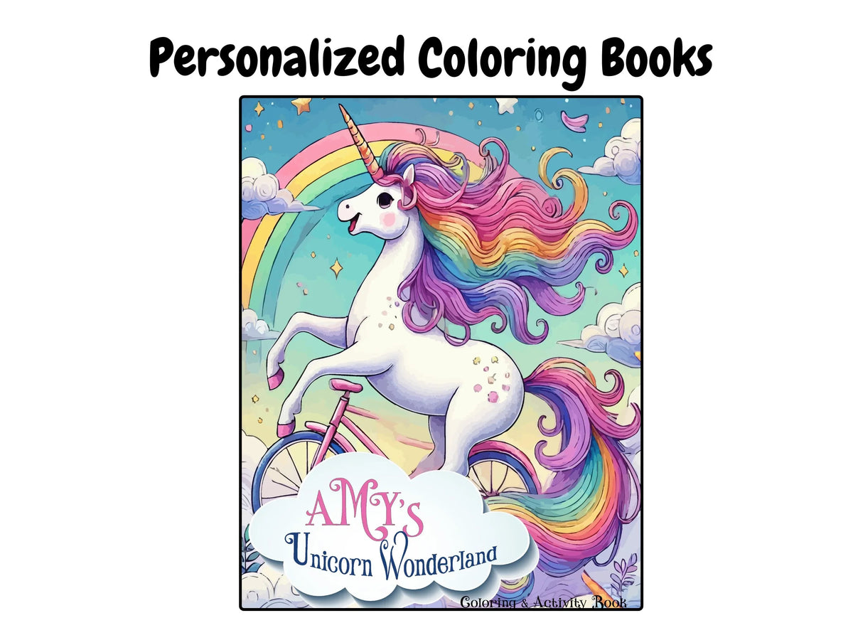 Personalized Unicorn, Coloring Activity Kids Book for Girls & Boys: Color by number, Dot to Dot, Puzzles. 50 pages. Unique Kids Gifts - SJPrinter 