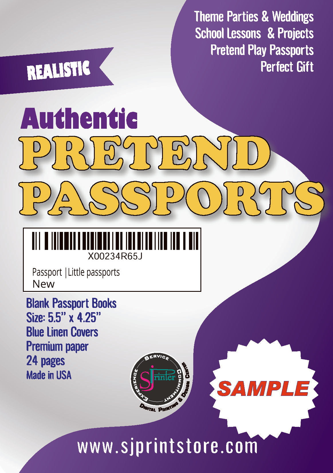 Pretend Passport Sample Book — Try Before You Buy Bulk