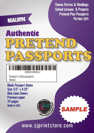 Pretend Passport sample book label by SJPrinter