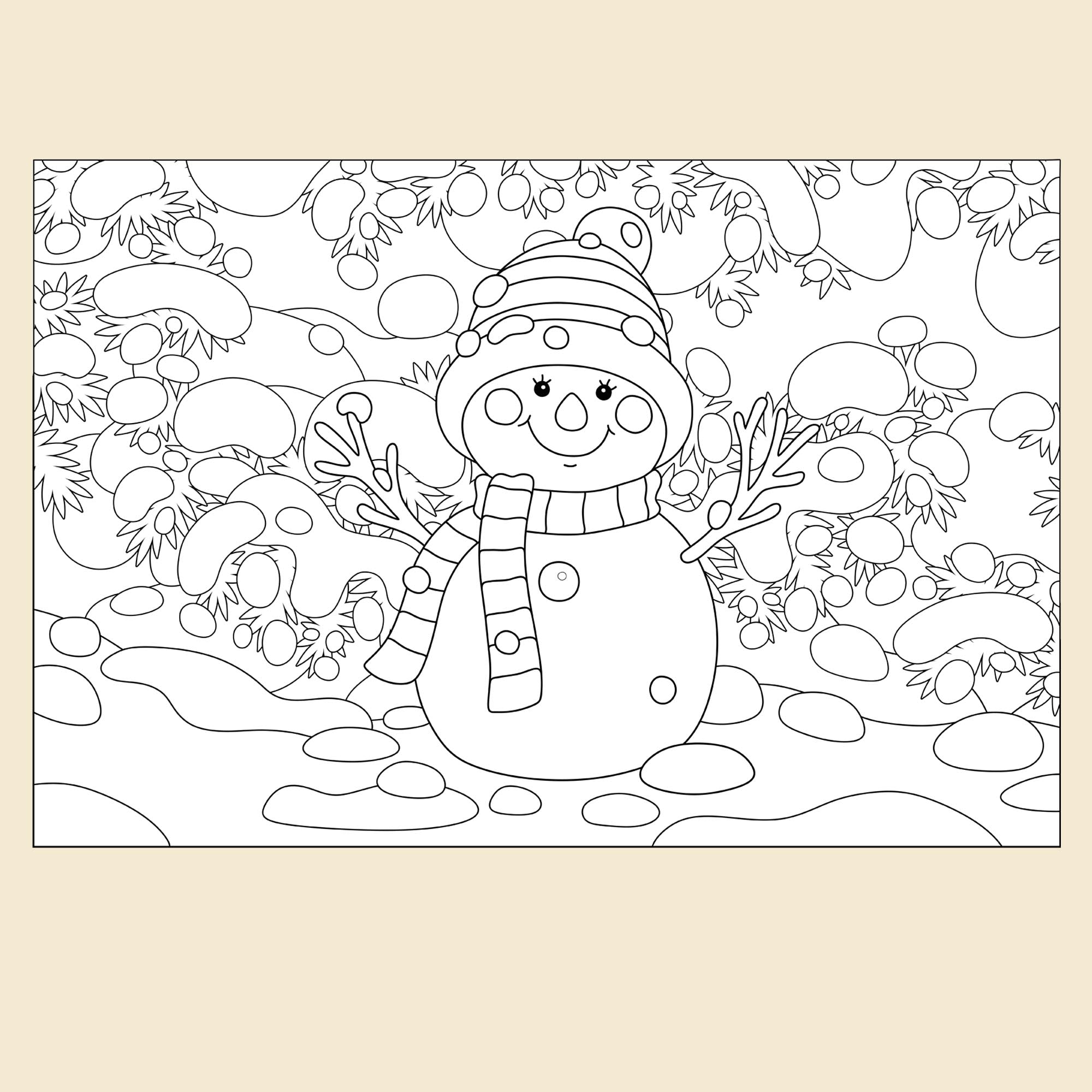 Snowman - Coloring Page - SJPrinter 