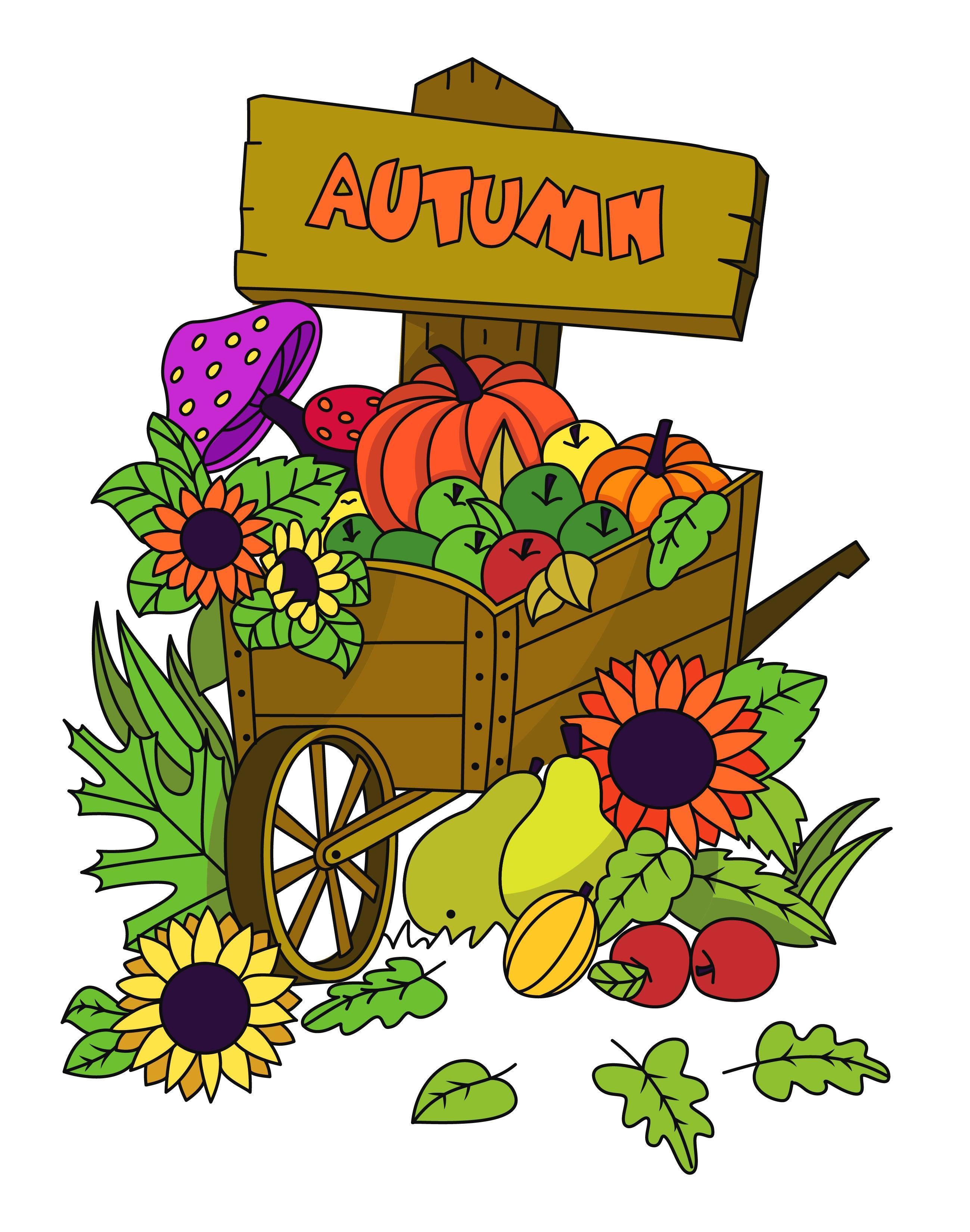 Autumn - Coloring Page - SJPrinter 