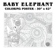 Library + Dog Pound + Baby Elephant coloring poster bundle – wall-size group activity
