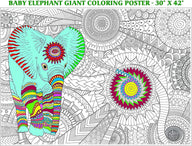 Library + Dog Pound + Baby Elephant coloring poster bundle – printed in USA