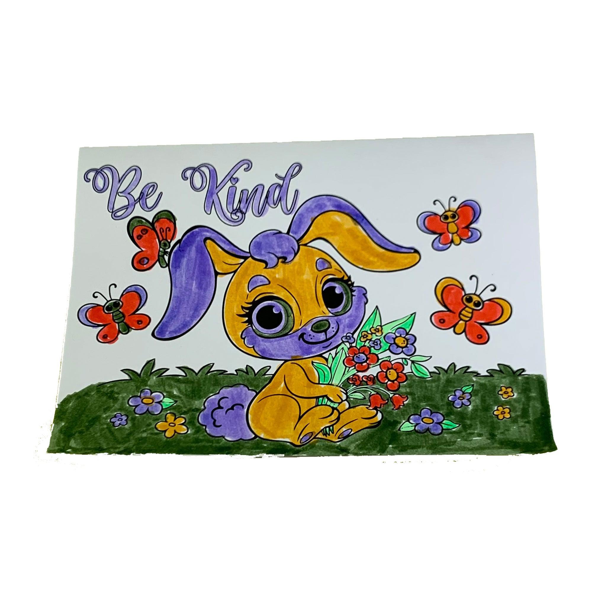 BE KIND - Coloring Card - SJPrinter 