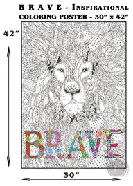 BRAVE, LOVE & Flowers coloring poster bundle – printed in USA