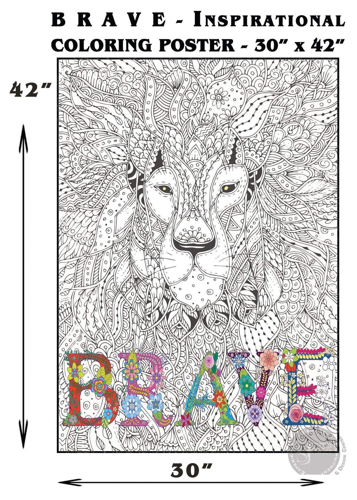BRAVE, LOVE & Flowers coloring poster bundle – printed in USA