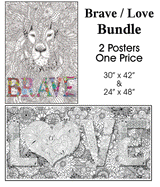 Coloring poster bundle – BRAVE + LOVE – SJPrinter Cherry Hill NJ
