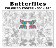 Coloring poster – Butterflies, 30×42" – giant group coloring poster