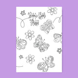Butterflies - Coloring Card - SJPrinter 