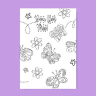 Butterflies - Coloring Card - SJPrinter 