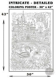 Castle coloring poster 30×42" – intricate line art, printed in USA