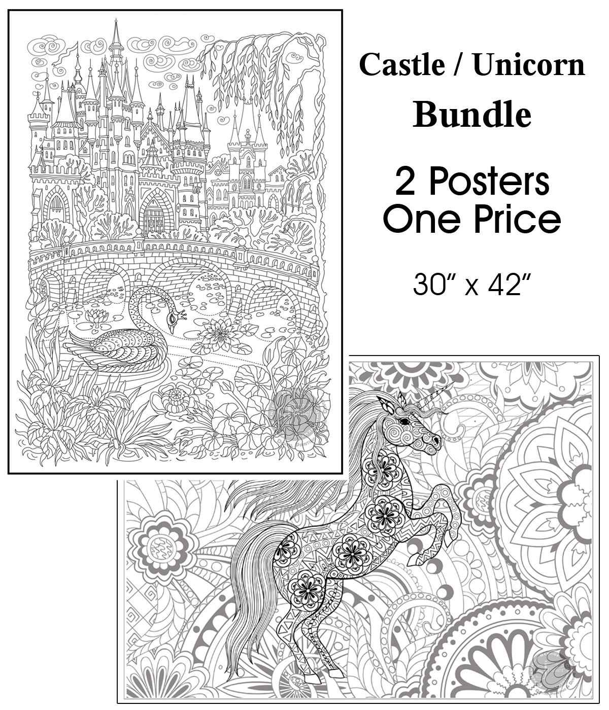 Coloring poster bundle – Castle & Unicorn – SJPrinter Cherry Hill NJ