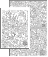 Coloring poster bundle – Castle, Fire & Floral Mandala – SJPrinter Cherry Hill NJ