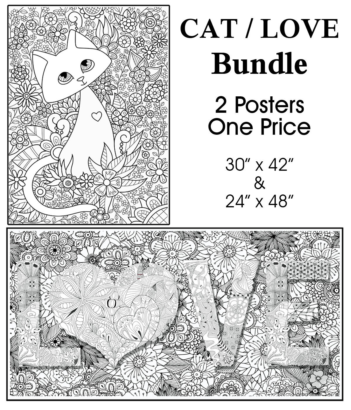 CAT / LOVE - Bundle of 2 Posters for $50 - SJPrinter 