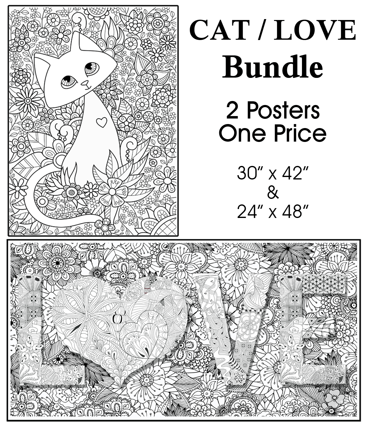 Coloring poster bundle – CAT & LOVE – SJPrinter Cherry Hill NJ